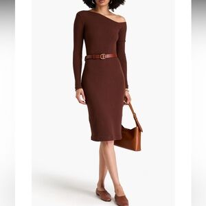 Enza Costa Knit One-shoulder Dress in Saddle Brown | REVOLVE Size XS